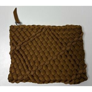 NAGHEDI St Barths Zipper Pouch Woven Neoprene Rope Harbor Brown Clutch Bag